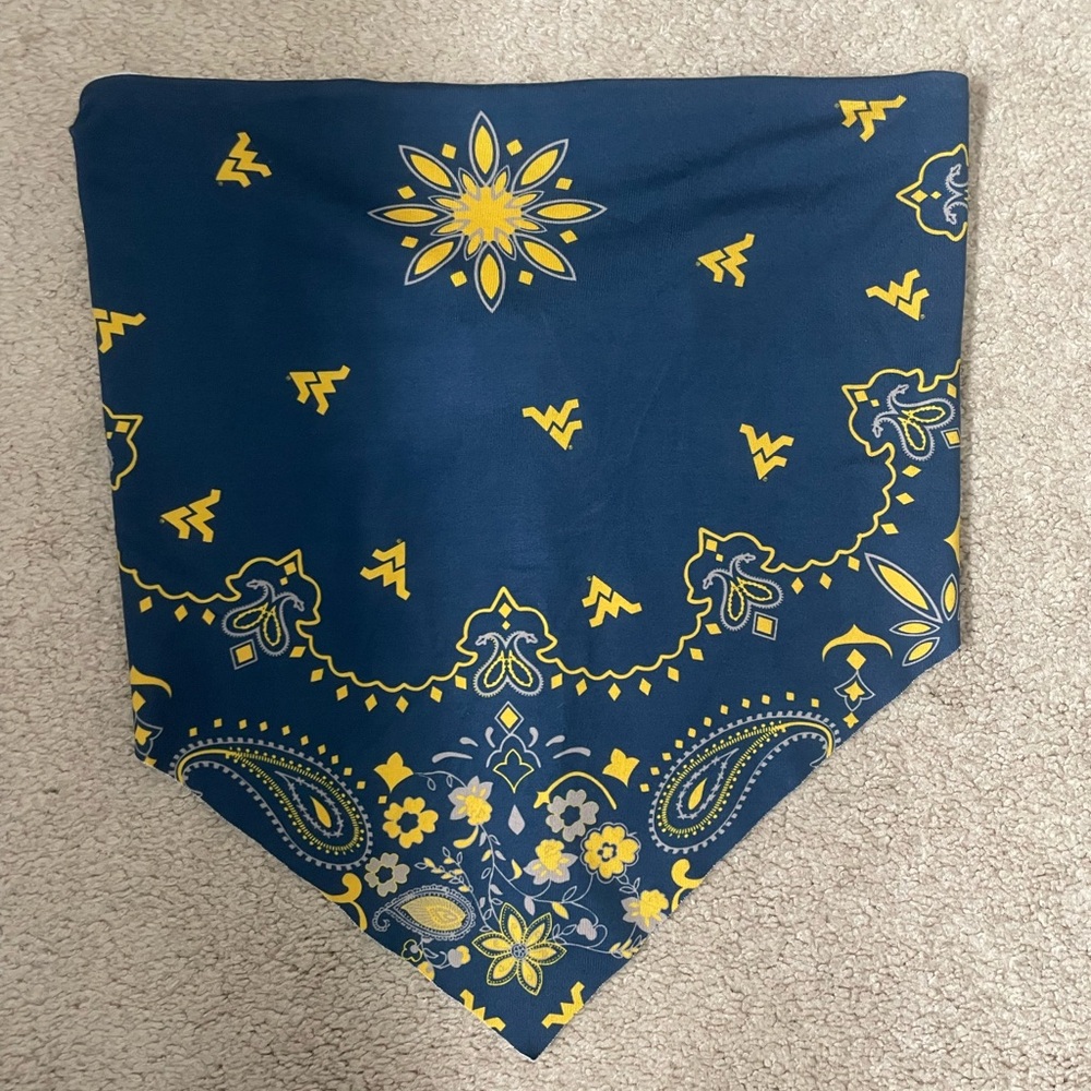 WVU Bandana Style Asymmetrical Hem Crop Top